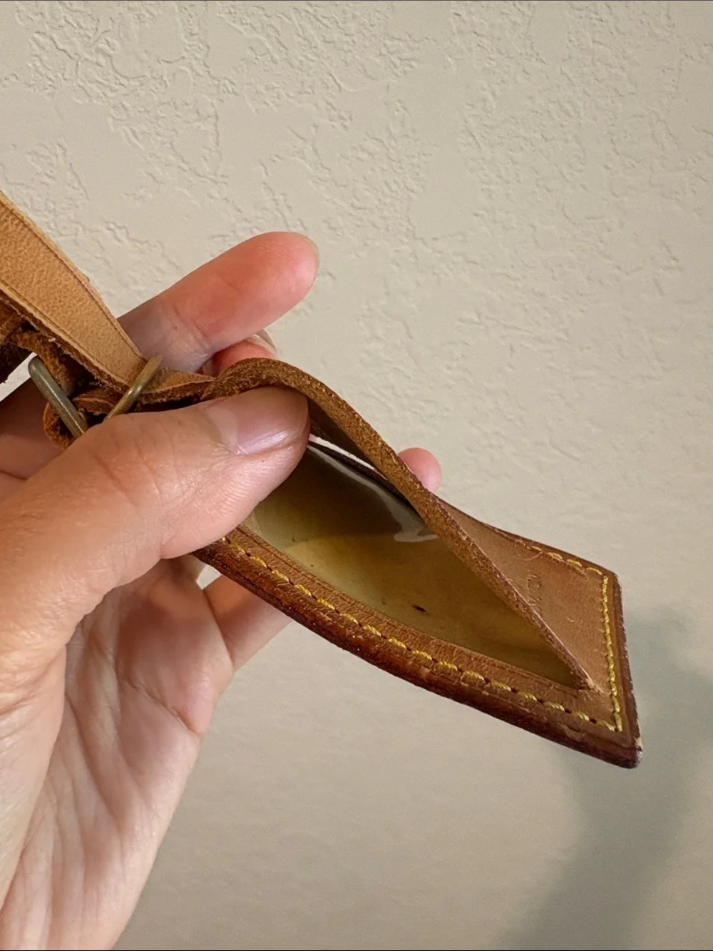 Louis Vuitton Brown Leather Luggage Tag with A.K Initial